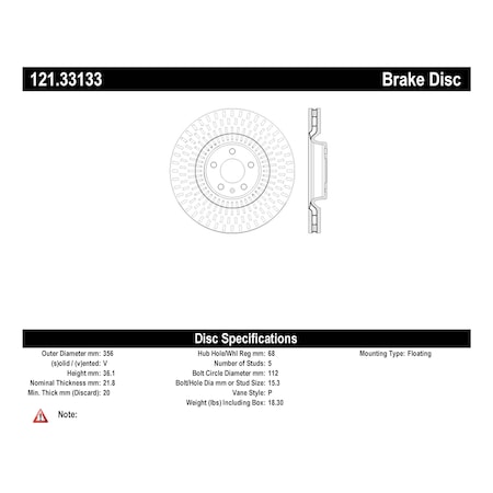 Centric Parts Standard Brake Rotor, 121.33133 121.33133